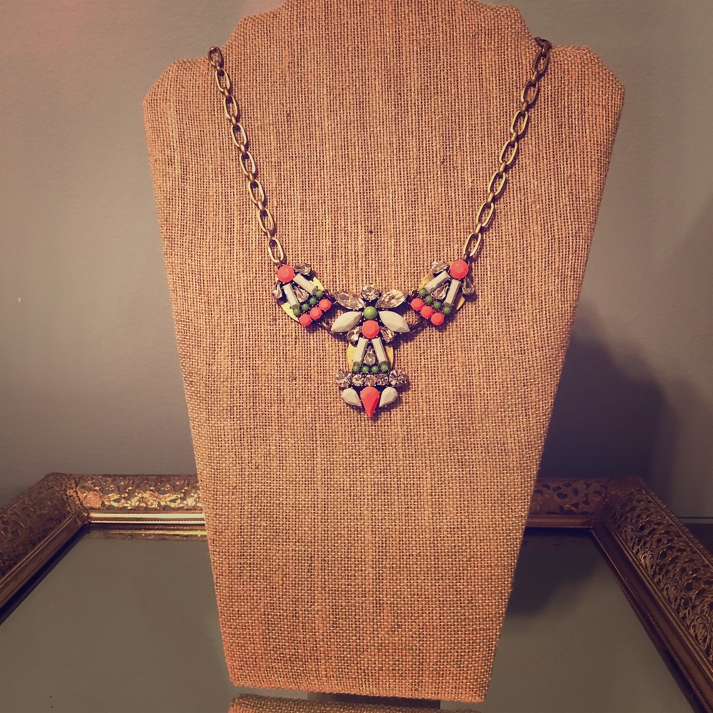 J.Crew statement necklace - coral and gold